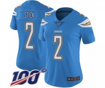 Women's Los Angeles Chargers #2 Easton Stick Electric Blue Alternate Vapor Untouchable Limited Player 100th Season Football Jersey