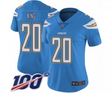 Women's Los Angeles Chargers #20 Desmond King Electric Blue Alternate Vapor Untouchable Limited Player 100th Season Football Jersey