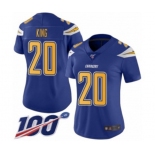 Women's Los Angeles Chargers #20 Desmond King Limited Electric Blue Rush Vapor Untouchable 100th Season Football Jersey