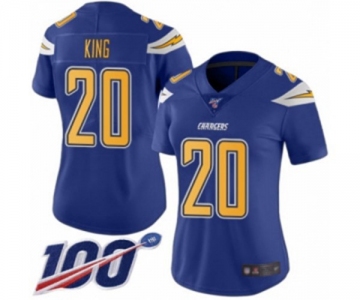 Women's Los Angeles Chargers #20 Desmond King Limited Electric Blue Rush Vapor Untouchable 100th Season Football Jersey