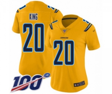 Women's Los Angeles Chargers #20 Desmond King Limited Gold Inverted Legend 100th Season Football Jersey