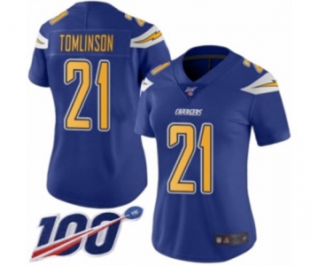 Women's Los Angeles Chargers #21 LaDainian Tomlinson Limited Electric Blue Rush Vapor Untouchable 100th Season Football Jersey