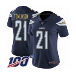 Women's Los Angeles Chargers #21 LaDainian Tomlinson Navy Blue Team Color Vapor Untouchable Limited Player 100th Season Football Jersey