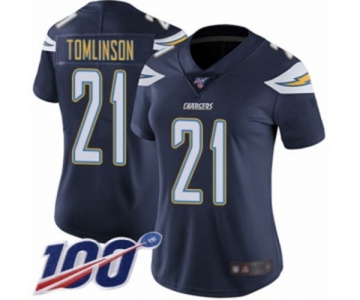 Women's Los Angeles Chargers #21 LaDainian Tomlinson Navy Blue Team Color Vapor Untouchable Limited Player 100th Season Football Jersey