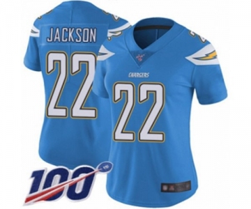 Women's Los Angeles Chargers #22 Justin Jackson Electric Blue Alternate Vapor Untouchable Limited Player 100th Season Football Jersey