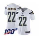 Women's Los Angeles Chargers #22 Justin Jackson White Vapor Untouchable Limited Player 100th Season Football Jersey