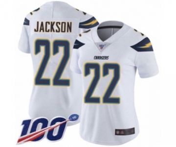 Women's Los Angeles Chargers #22 Justin Jackson White Vapor Untouchable Limited Player 100th Season Football Jersey