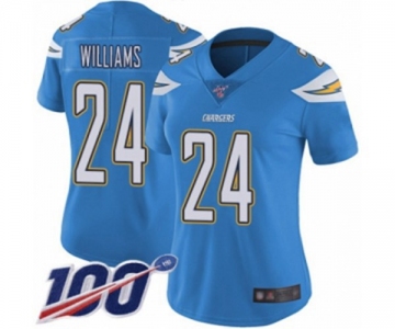 Women's Los Angeles Chargers #24 Trevor Williams Electric Blue Alternate Vapor Untouchable Limited Player 100th Season Football Jersey