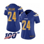 Women's Los Angeles Chargers #24 Trevor Williams Limited Electric Blue Rush Vapor Untouchable 100th Season Football Jersey