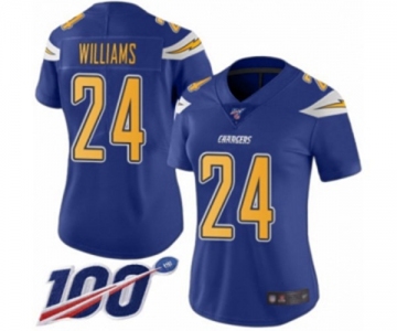 Women's Los Angeles Chargers #24 Trevor Williams Limited Electric Blue Rush Vapor Untouchable 100th Season Football Jersey