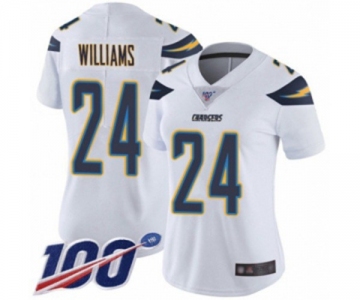 Women's Los Angeles Chargers #24 Trevor Williams White Vapor Untouchable Limited Player 100th Season Football Jersey