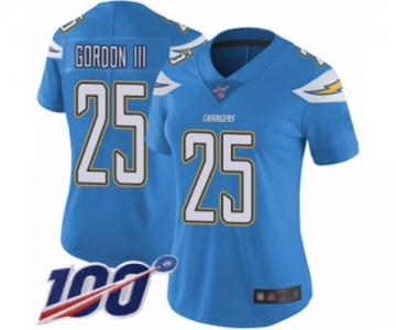 Women's Los Angeles Chargers #25 Melvin Gordon Electric Blue Alternate Vapor Untouchable Limited Player 100th Season Football Jersey