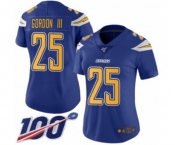 Women's Los Angeles Chargers #25 Melvin Gordon Limited Electric Blue Rush Vapor Untouchable 100th Season Football Jersey