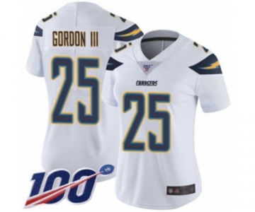 Women's Los Angeles Chargers #25 Melvin Gordon White Vapor Untouchable Limited Player 100th Season Football Jersey