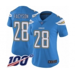 Women's Los Angeles Chargers #28 Brandon Facyson Electric Blue Alternate Vapor Untouchable Limited Player 100th Season Football Jersey