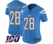 Women's Los Angeles Chargers #28 Brandon Facyson Electric Blue Alternate Vapor Untouchable Limited Player 100th Season Football Jersey