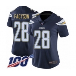 Women's Los Angeles Chargers #28 Brandon Facyson Navy Blue Team Color Vapor Untouchable Limited Player 100th Season Football Jersey