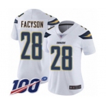 Women's Los Angeles Chargers #28 Brandon Facyson White Vapor Untouchable Limited Player 100th Season Football Jersey