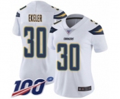 Women's Los Angeles Chargers #30 Austin Ekeler White Vapor Untouchable Limited Player 100th Season Football Jersey