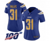 Women's Los Angeles Chargers #31 Adrian Phillips Limited Electric Blue Rush Vapor Untouchable 100th Season Football Jersey