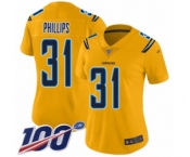 Women's Los Angeles Chargers #31 Adrian Phillips Limited Gold Inverted Legend 100th Season Football Jersey