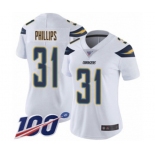 Women's Los Angeles Chargers #31 Adrian Phillips White Vapor Untouchable Limited Player 100th Season Football Jersey