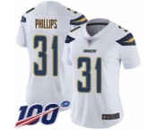 Women's Los Angeles Chargers #31 Adrian Phillips White Vapor Untouchable Limited Player 100th Season Football Jersey