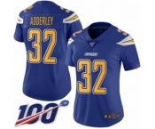 Women's Los Angeles Chargers #32 Nasir Adderley Limited Electric Blue Rush Vapor Untouchable 100th Season Football Jersey