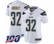 Women's Los Angeles Chargers #32 Nasir Adderley White Vapor Untouchable Limited Player 100th Season Football Jersey