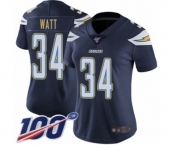 Women's Los Angeles Chargers #34 Derek Watt Navy Blue Team Color Vapor Untouchable Limited Player 100th Season Football Jersey