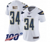 Women's Los Angeles Chargers #34 Derek Watt White Vapor Untouchable Limited Player 100th Season Football Jersey