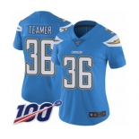 Women's Los Angeles Chargers #36 Roderic Teamer Electric Blue Alternate Vapor Untouchable Limited Player 100th Season Football Jersey