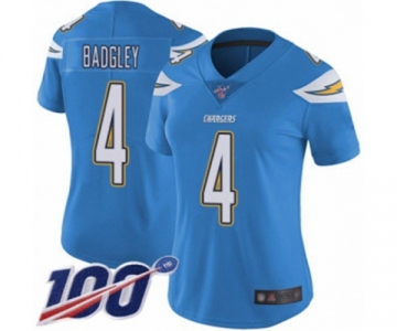 Women's Los Angeles Chargers #4 Michael Badgley Electric Blue Alternate Vapor Untouchable Limited Player 100th Season Football Jersey