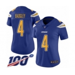 Women's Los Angeles Chargers #4 Michael Badgley Limited Electric Blue Rush Vapor Untouchable 100th Season Football Jersey