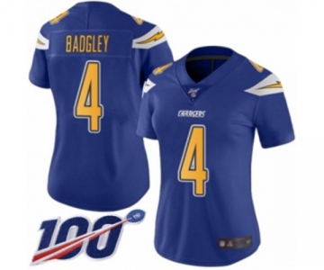 Women's Los Angeles Chargers #4 Michael Badgley Limited Electric Blue Rush Vapor Untouchable 100th Season Football Jersey