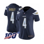 Women's Los Angeles Chargers #4 Michael Badgley Navy Blue Team Color Vapor Untouchable Limited Player 100th Season Football Jersey