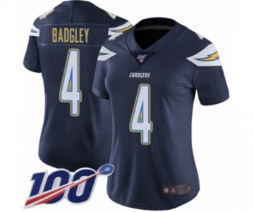 Women's Los Angeles Chargers #4 Michael Badgley Navy Blue Team Color Vapor Untouchable Limited Player 100th Season Football Jersey