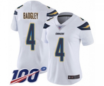 Women's Los Angeles Chargers #4 Michael Badgley White Vapor Untouchable Limited Player 100th Season Football Jersey