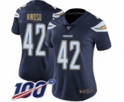 Women's Los Angeles Chargers #42 Uchenna Nwosu Navy Blue Team Color Vapor Untouchable Limited Player 100th Season Football Jersey