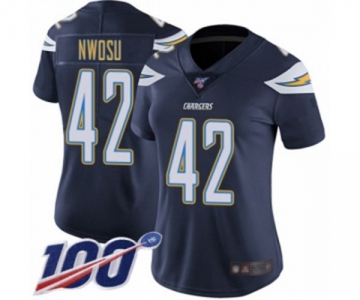 Women's Los Angeles Chargers #42 Uchenna Nwosu Navy Blue Team Color Vapor Untouchable Limited Player 100th Season Football Jersey