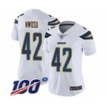 Women's Los Angeles Chargers #42 Uchenna Nwosu White Vapor Untouchable Limited Player 100th Season Football Jersey