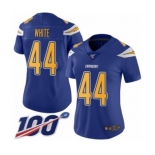 Women's Los Angeles Chargers #44 Kyzir White Limited Electric Blue Rush Vapor Untouchable 100th Season Football Jersey