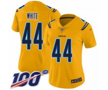 Women's Los Angeles Chargers #44 Kyzir White Limited Gold Inverted Legend 100th Season Football Jersey