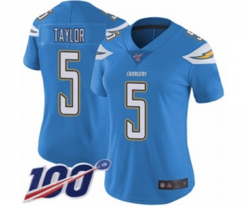 Women's Los Angeles Chargers #5 Tyrod Taylor Electric Blue Alternate Vapor Untouchable Limited Player 100th Season Football Jersey