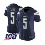 Women's Los Angeles Chargers #5 Tyrod Taylor Navy Blue Team Color Vapor Untouchable Limited Player 100th Season Football Jersey