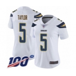 Women's Los Angeles Chargers #5 Tyrod Taylor White Vapor Untouchable Limited Player 100th Season Football Jersey