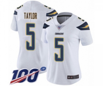 Women's Los Angeles Chargers #5 Tyrod Taylor White Vapor Untouchable Limited Player 100th Season Football Jersey