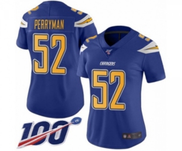 Women's Los Angeles Chargers #52 Denzel Perryman Limited Electric Blue Rush Vapor Untouchable 100th Season Football Jersey