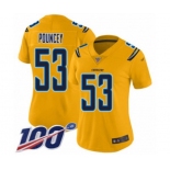 Women's Los Angeles Chargers #53 Mike Pouncey Limited Gold Inverted Legend 100th Season Football Jersey