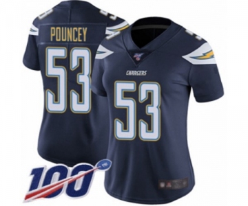 Women's Los Angeles Chargers #53 Mike Pouncey Navy Blue Team Color Vapor Untouchable Limited Player 100th Season Football Jersey